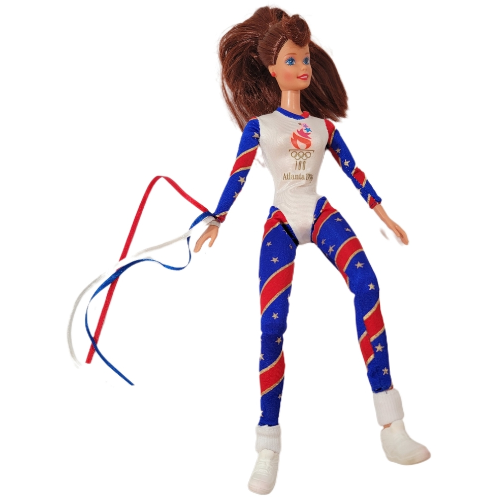 Vintage 1996 Olympic Gymnastic Barbie Doll Excellent Used Condition Brown Hair - Picture 4 of 5